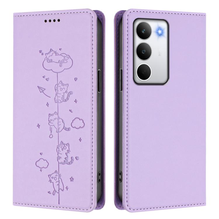 For Realme C71 4G Cute Cats Embossed Magnetic RFID Vegan Leather Phone Case