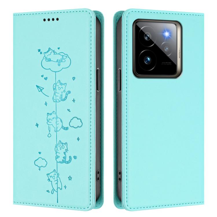 For Realme GT7 Pro Racing / GT 7 Pro Cute Cats Embossed Magnetic RFID Vegan Leather Phone Case