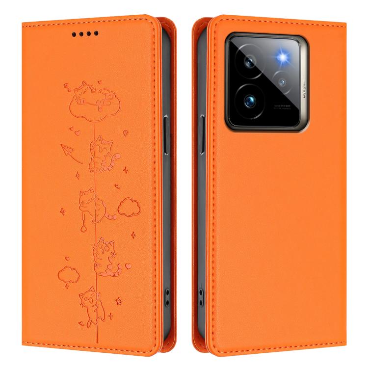 For Realme GT7 Pro Racing / GT 7 Pro Cute Cats Embossed Magnetic RFID Vegan Leather Phone Case