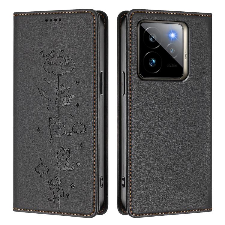 For Realme GT7 Pro Racing / GT 7 Pro Cute Cats Embossed Magnetic RFID Vegan Leather Phone Case