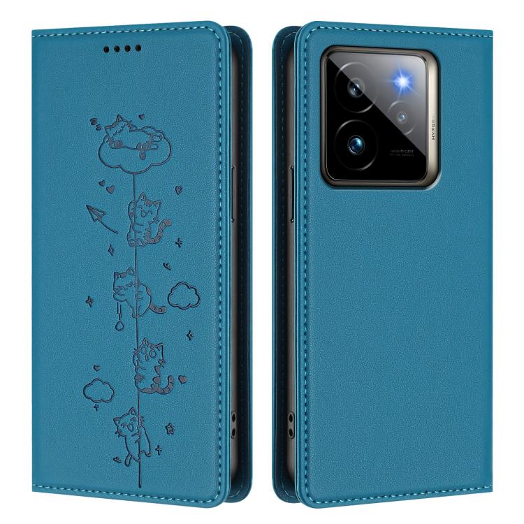 For Realme GT7 Pro Racing / GT 7 Pro Cute Cats Embossed Magnetic RFID Vegan Leather Phone Case