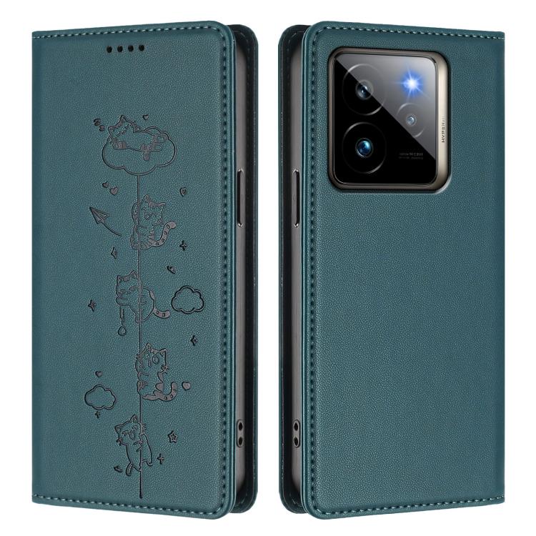 For Realme GT7 Pro Racing / GT 7 Pro Cute Cats Embossed Magnetic RFID Vegan Leather Phone Case
