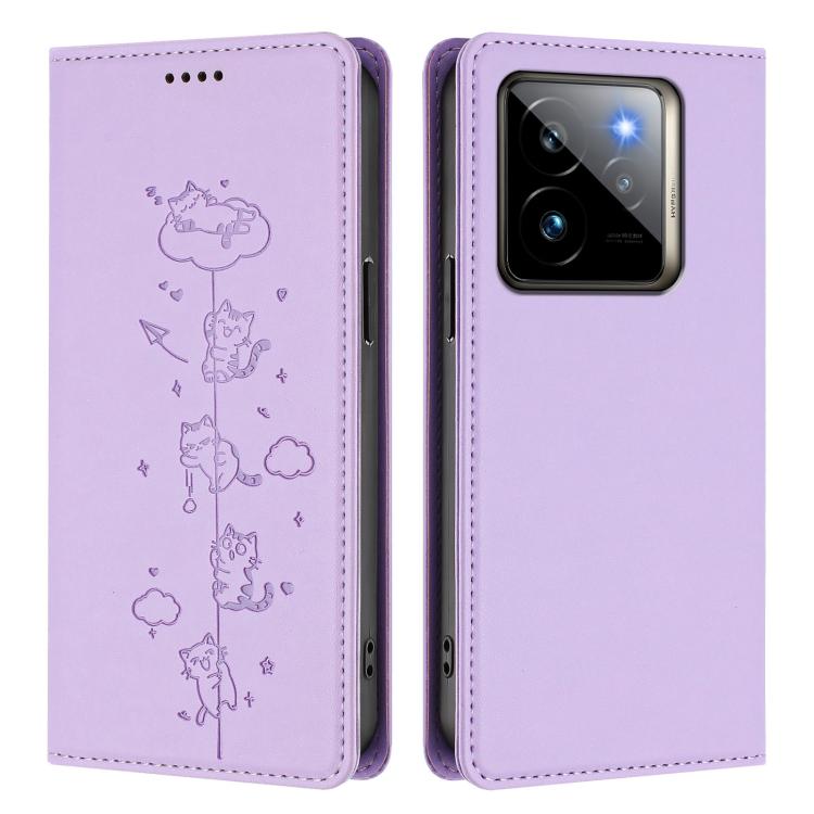 For Realme GT7 Pro Racing / GT 7 Pro Cute Cats Embossed Magnetic RFID Vegan Leather Phone Case