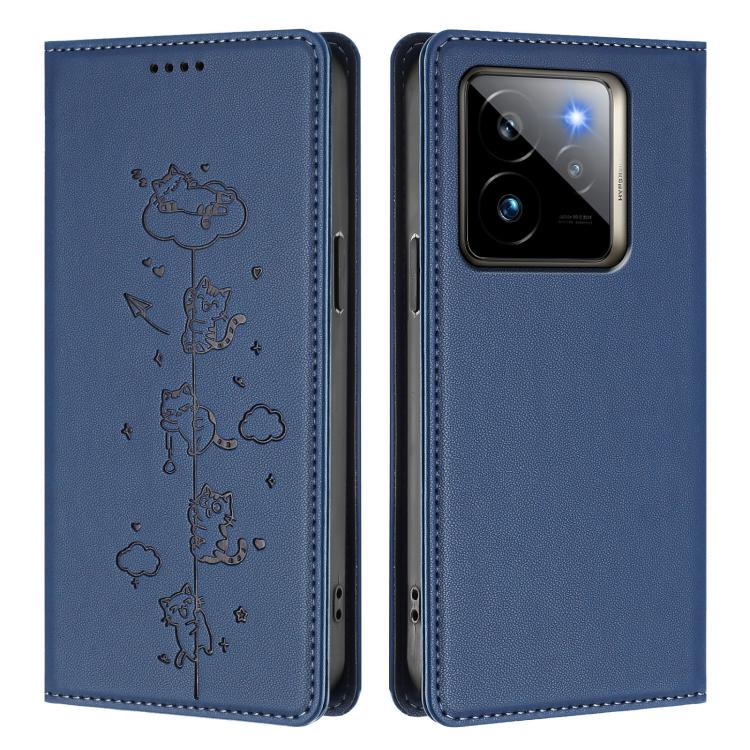 For Realme GT7 Pro Racing / GT 7 Pro Cute Cats Embossed Magnetic RFID Vegan Leather Phone Case