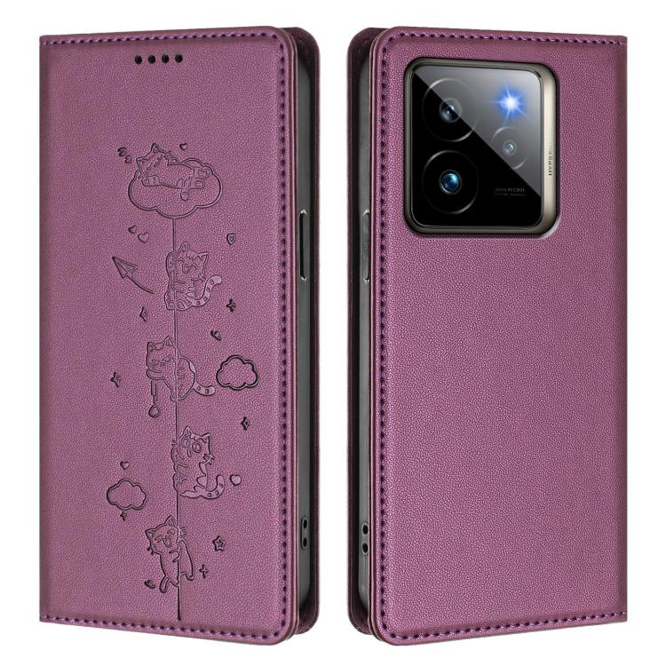For Realme GT7 Pro Racing / GT 7 Pro Cute Cats Embossed Magnetic RFID Vegan Leather Phone Case