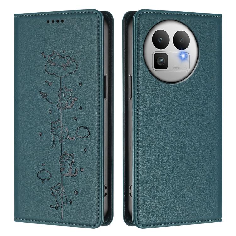 For Realme GT 8 Pro Global Cute Cats Embossed Magnetic RFID Vegan Leather Phone Case