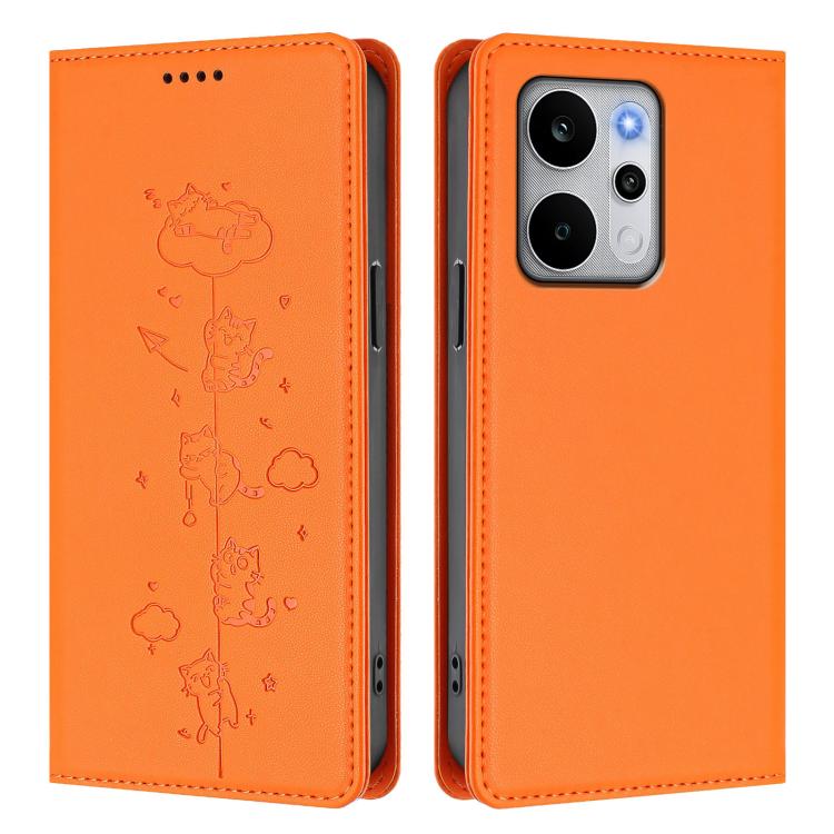 For Realme P4 Power 5G Cute Cats Embossed Magnetic RFID Vegan Leather Phone Case