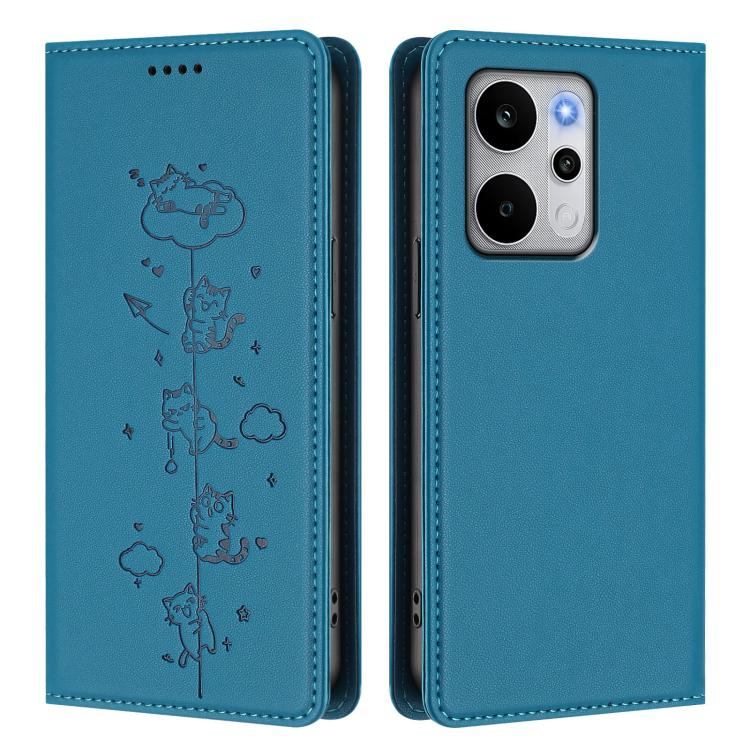 For Realme P4 Power 5G Cute Cats Embossed Magnetic RFID Vegan Leather Phone Case
