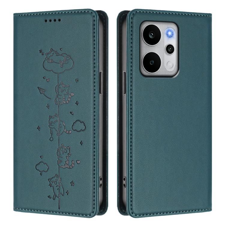 For Realme P4 Power 5G Cute Cats Embossed Magnetic RFID Vegan Leather Phone Case