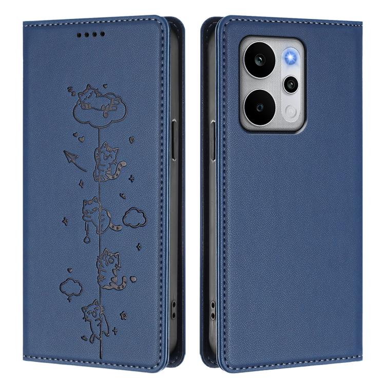 For Realme P4 Power 5G Cute Cats Embossed Magnetic RFID Vegan Leather Phone Case