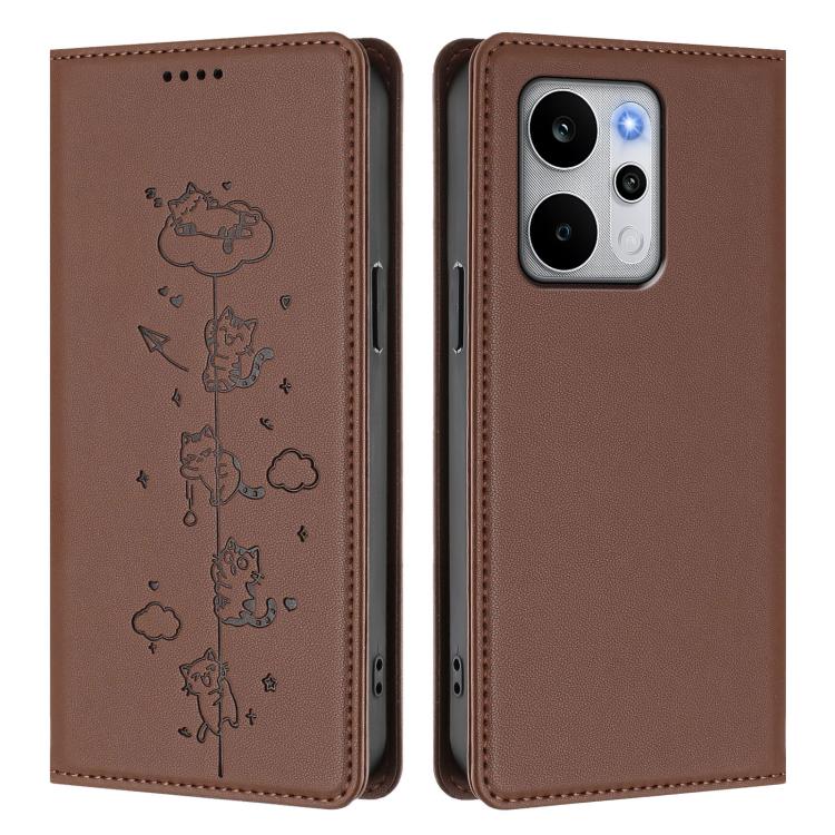 For Realme P4 Power 5G Cute Cats Embossed Magnetic RFID Vegan Leather Phone Case