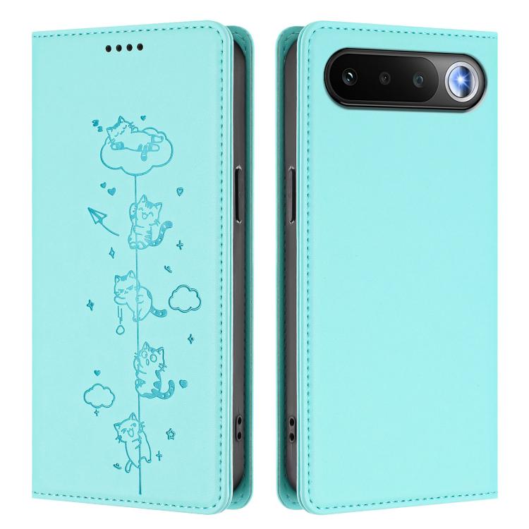 For Realme 16 5G Cute Cats Embossed Magnetic RFID Vegan Leather Phone Case