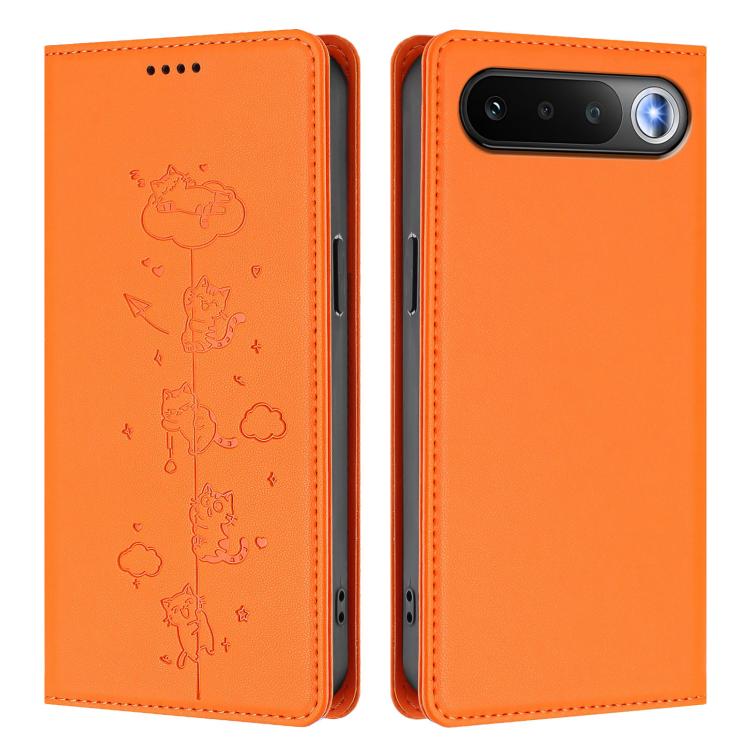 For Realme 16 5G Cute Cats Embossed Magnetic RFID Vegan Leather Phone Case