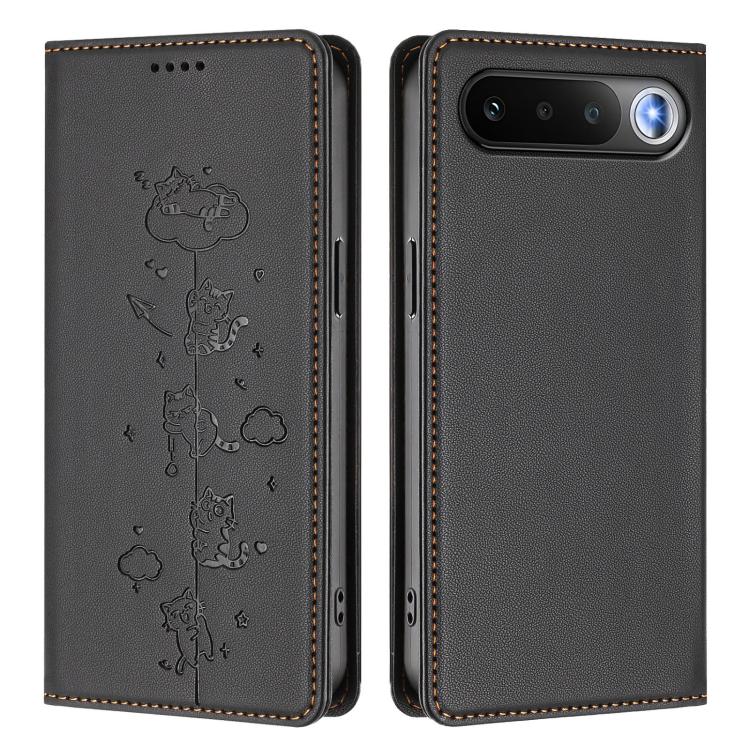 For Realme 16 5G Cute Cats Embossed Magnetic RFID Vegan Leather Phone Case