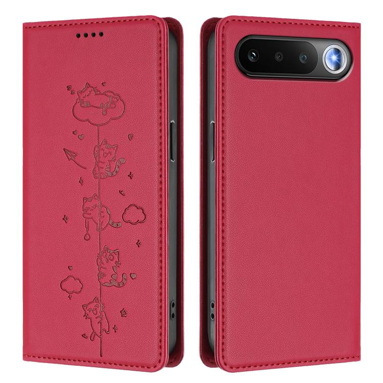 For Realme 16 5G Cute Cats Embossed Magnetic RFID Vegan Leather Phone Case
