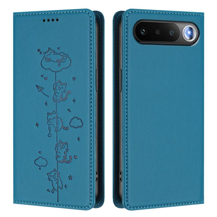For Realme 16 5G Cute Cats Embossed Magnetic RFID Vegan Leather Phone Case