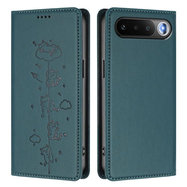 For Realme 16 5G Cute Cats Embossed Magnetic RFID Vegan Leather Phone Case