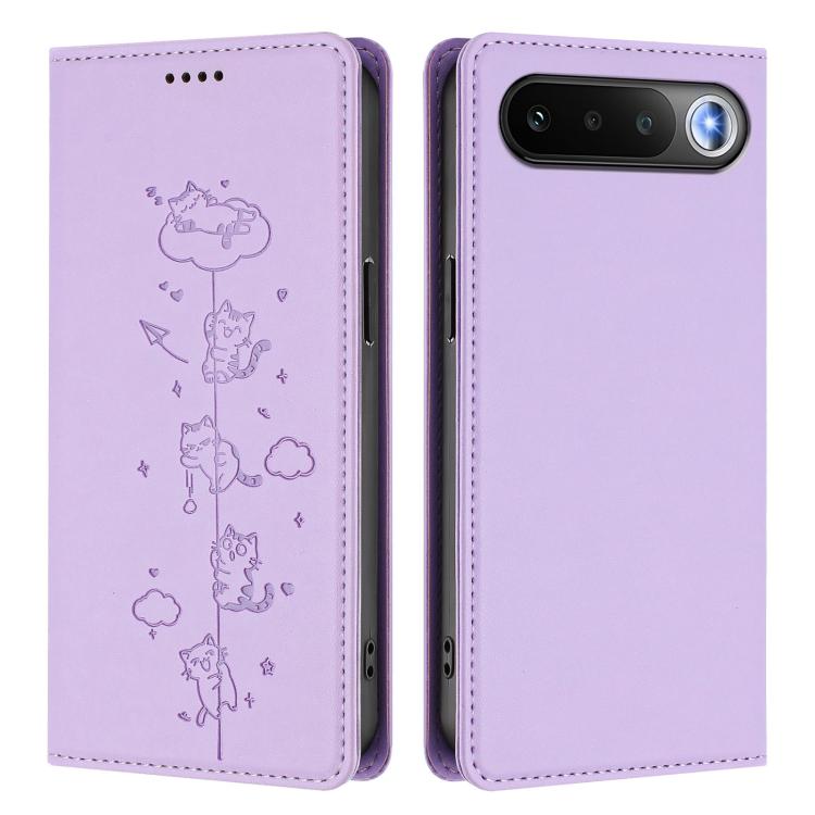 For Realme 16 5G Cute Cats Embossed Magnetic RFID Vegan Leather Phone Case