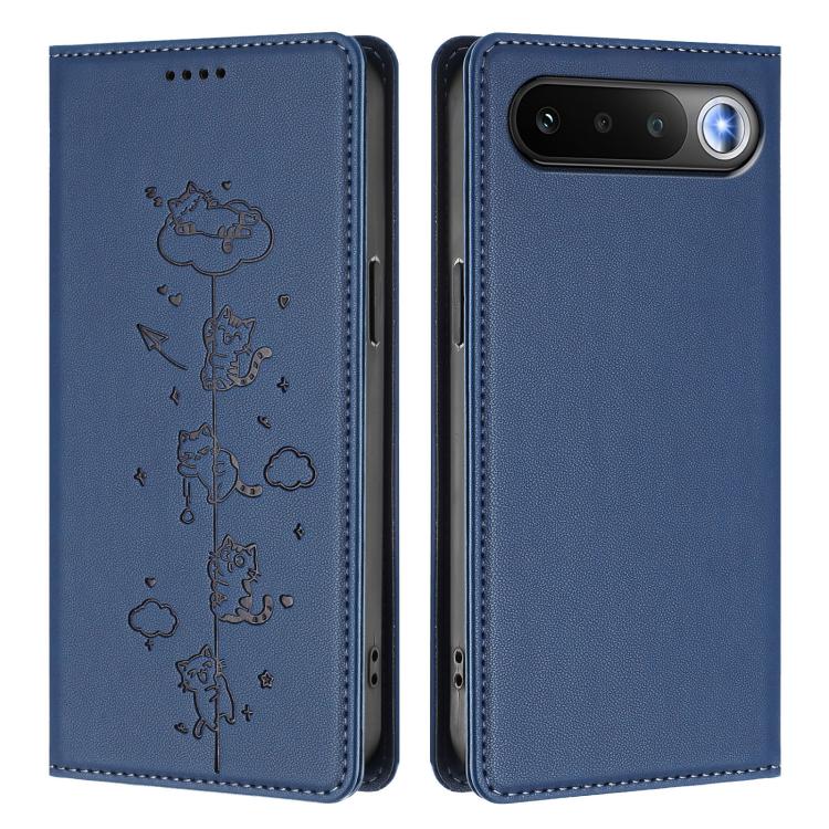 For Realme 16 5G Cute Cats Embossed Magnetic RFID Vegan Leather Phone Case