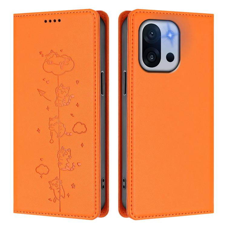 For OnePlus 13T / OnePlus 13s Cute Cats Embossed Magnetic RFID Vegan Leather Phone Case