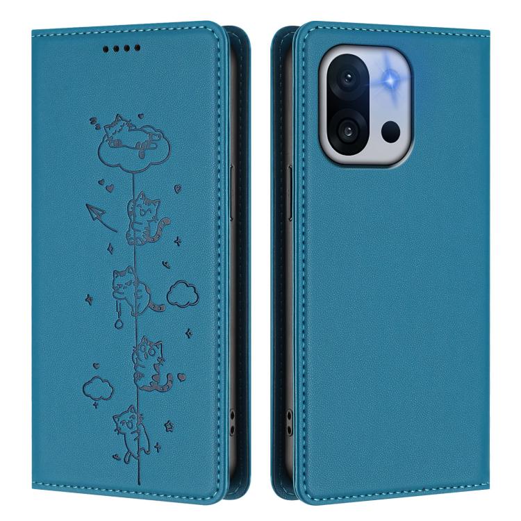For OnePlus 13T / OnePlus 13s Cute Cats Embossed Magnetic RFID Vegan Leather Phone Case