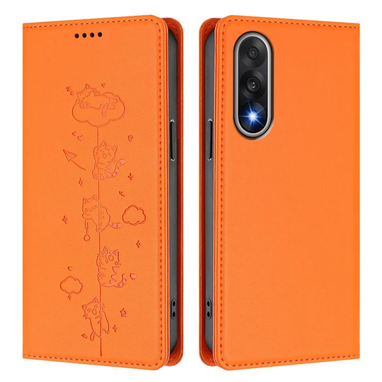For OnePlus Nord 5 / Ace 5 Ultra Cute Cats Embossed Magnetic RFID Vegan Leather Phone Case