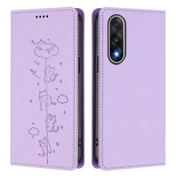 For OnePlus Nord 5 / Ace 5 Ultra Cute Cats Embossed Magnetic RFID Vegan Leather Phone Case