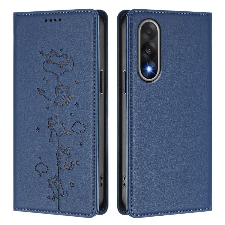 For OnePlus Nord 5 / Ace 5 Ultra Cute Cats Embossed Magnetic RFID Vegan Leather Phone Case