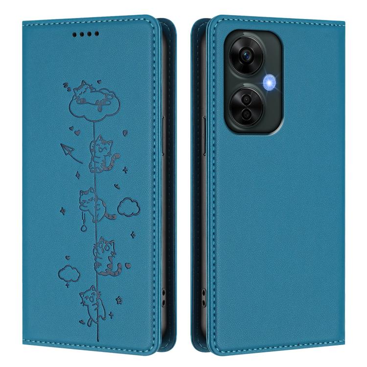 For OnePlus Nord CE 3 Lite / Nord N30 Cute Cats Embossed Magnetic RFID Vegan Leather Phone Case