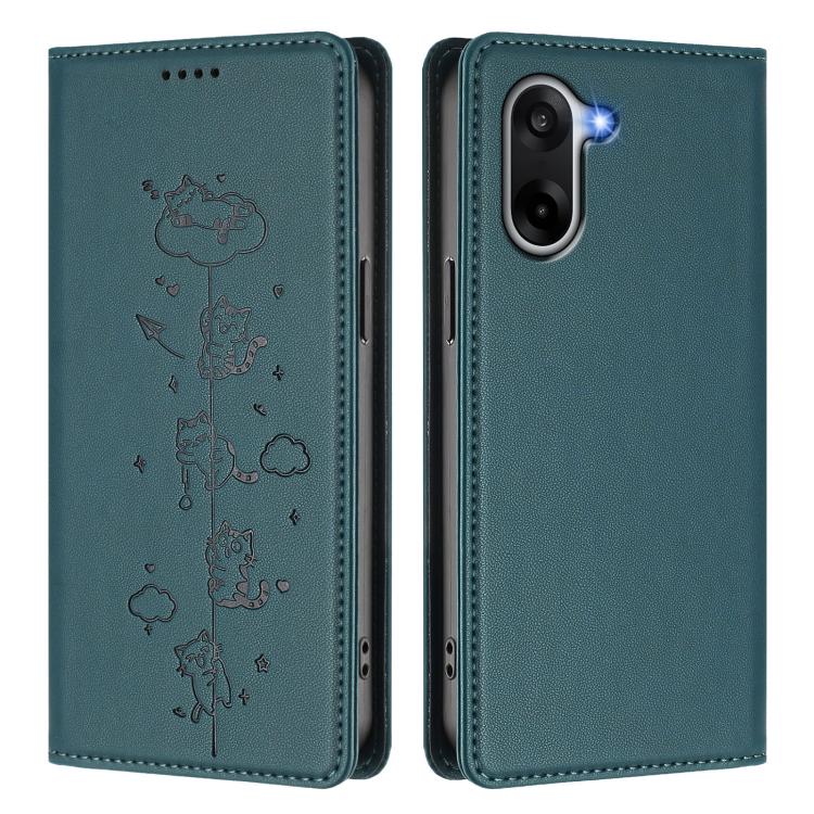 For OnePlus Nord CE5 / Ace 5 Racing Cute Cats Embossed Magnetic RFID Vegan Leather Phone Case
