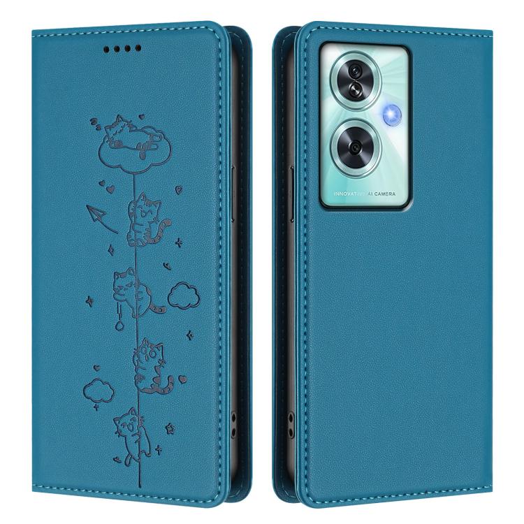 For OnePlus Nord N30 SE Cute Cats Embossed Magnetic RFID Vegan Leather Phone Case