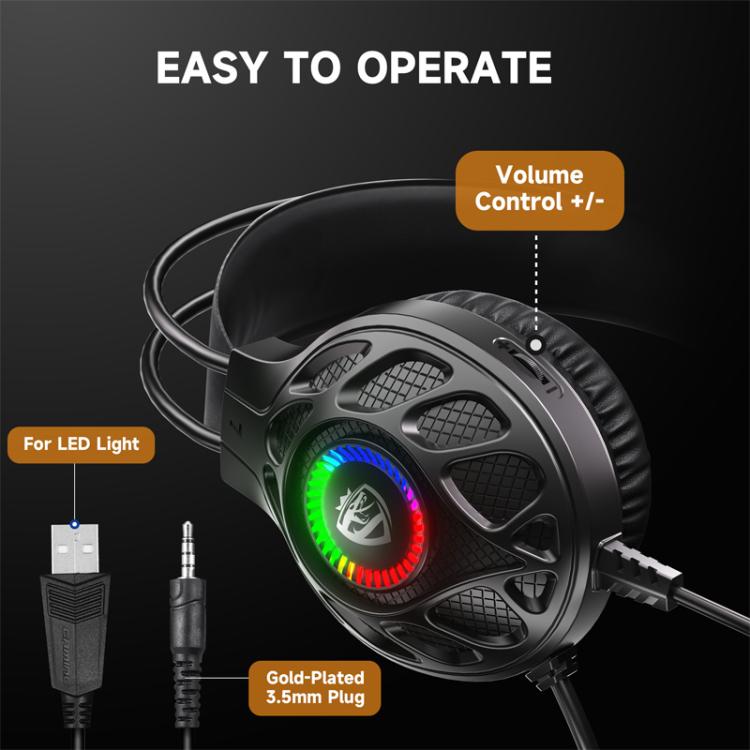 SoulBytes S200 3.5mm USB Wired LED Gaming Headset with Mic