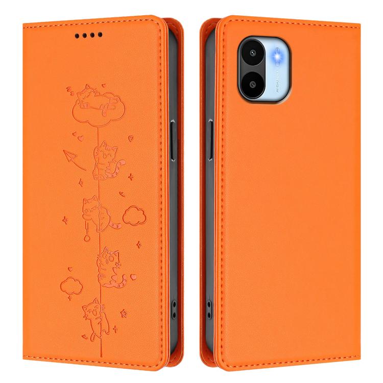 For Redmi A2 / Redmi A1 Cute Cats Embossed Magnetic RFID Vegan Leather Phone Case