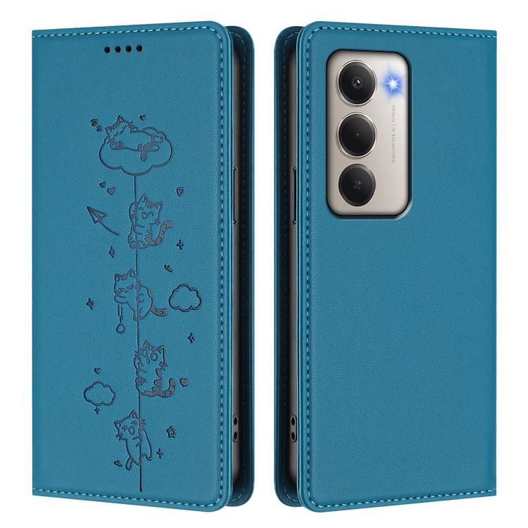 For Redmi 15 5G Global / 15 4G SEA 169.5mm Cute Cats Embossed Magnetic RFID Vegan Leather Phone Case