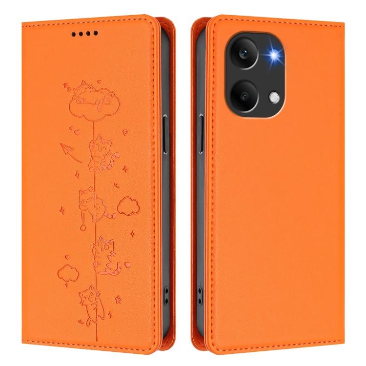 For Redmi Turbo 5 Max 5G / Poco X8 Pro Max 5G Cute Cats Embossed Magnetic RFID Vegan Leather Phone Case