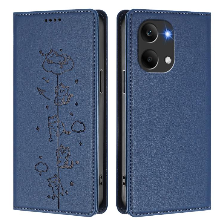For Redmi Turbo 5 Max 5G / Poco X8 Pro Max 5G Cute Cats Embossed Magnetic RFID Vegan Leather Phone Case
