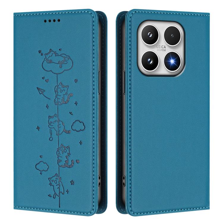 For Xiaomi 17 Cute Cats Embossed Magnetic RFID Vegan Leather Phone Case