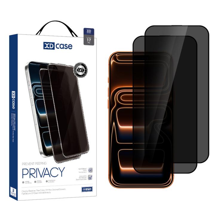 For iPhone 17 Pro XDcase 2pcs / Pack Silk Screen Printed Anti-Peep Tempered Glass Screen Protector