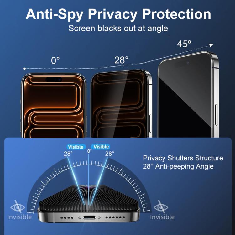 For iPhone 16 Plus XDcase 2pcs / Pack Silk Screen Printed Anti-Peep Tempered Glass Screen Protector