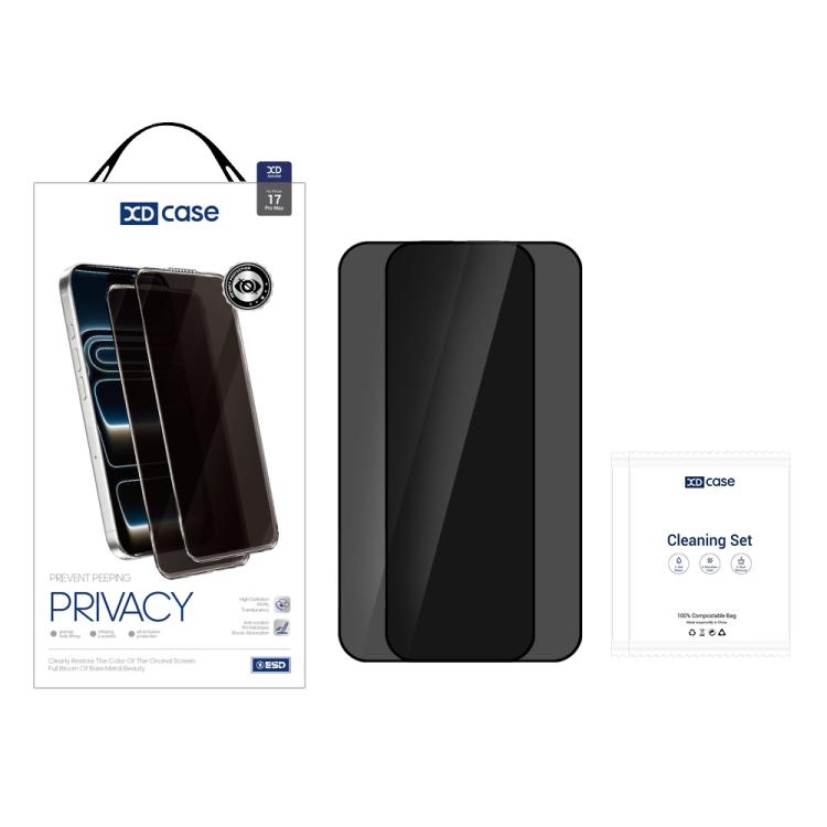 For iPhone 16 Plus XDcase 2pcs / Pack Silk Screen Printed Anti-Peep Tempered Glass Screen Protector