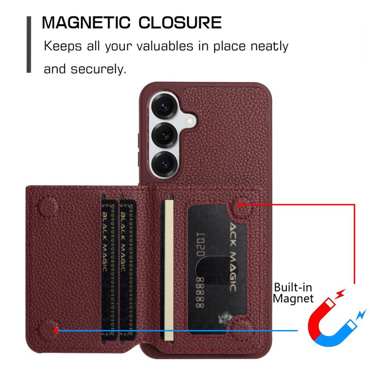 For Samsung Galaxy A35 5G Litchi Pattern Magnetic Card Bag Holder Phone Case
