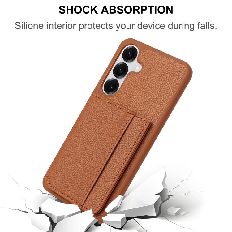 For Samsung Galaxy A35 5G Litchi Pattern Magnetic Card Bag Holder Phone Case