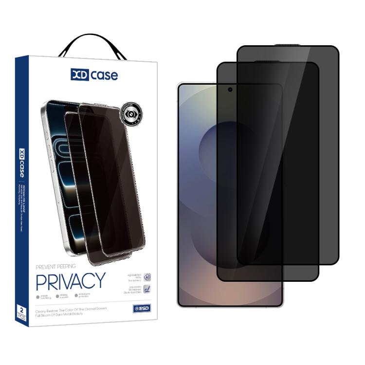 For Samsung Galaxy S25 Ultra 5G XDcase 2pcs / Pack Silk Screen Printed Anti-Peep Tempered Glass Screen Protector, Support Fingerprint Unlock