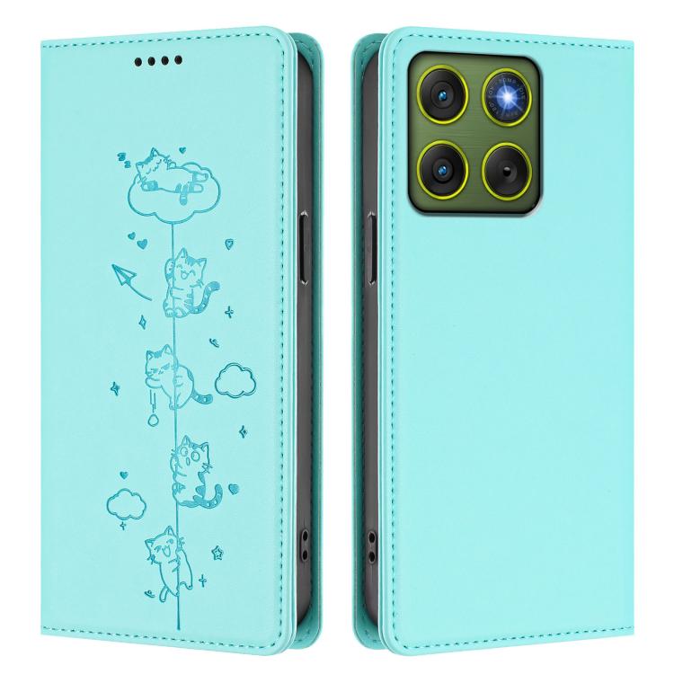 For Motorola Edge 70 5G / X70 Air 5G Cute Cats Embossed Magnetic RFID Vegan Leather Phone Case