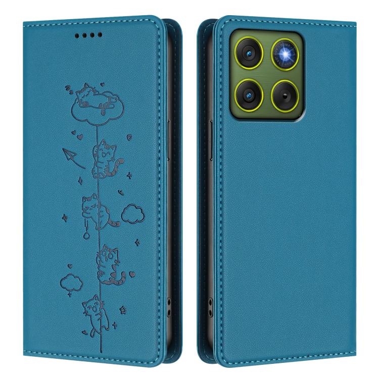 For Motorola Edge 70 5G / X70 Air 5G Cute Cats Embossed Magnetic RFID Vegan Leather Phone Case