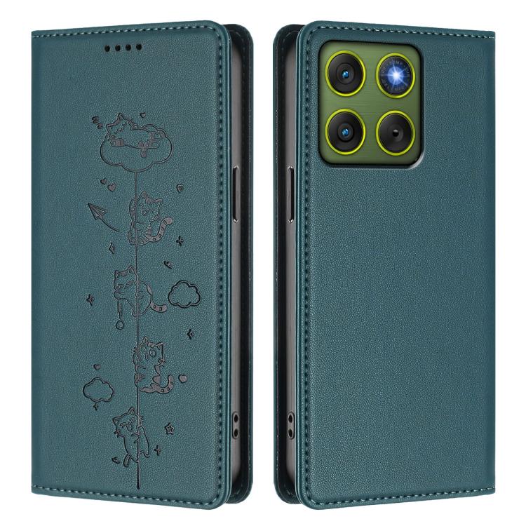 For Motorola Edge 70 5G / X70 Air 5G Cute Cats Embossed Magnetic RFID Vegan Leather Phone Case