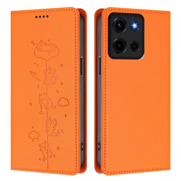 For Motorola Moto G 5G 2025 / 2026 Cute Cats Embossed Magnetic RFID Vegan Leather Phone Case