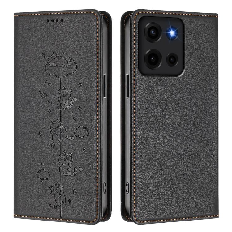 For Motorola Moto G 5G 2025 / 2026 Cute Cats Embossed Magnetic RFID Vegan Leather Phone Case