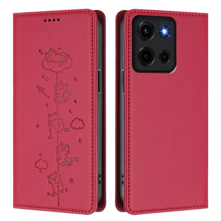 For Motorola Moto G 5G 2025 / 2026 Cute Cats Embossed Magnetic RFID Vegan Leather Phone Case