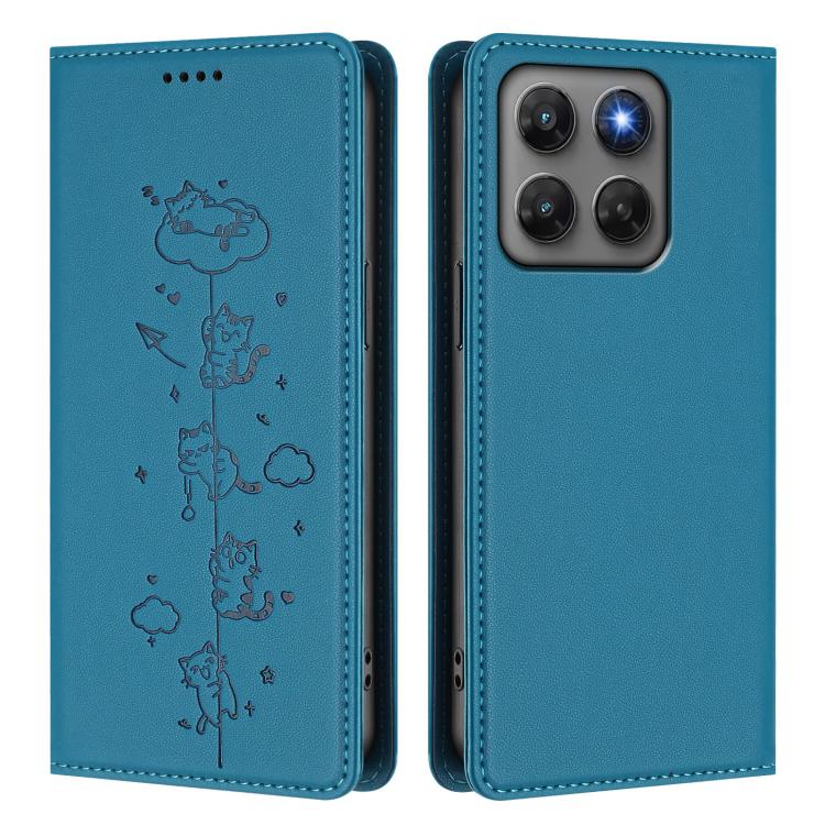 For Motorola Moto G47 5G / G37 / G37 Power 5G Cute Cats Embossed Magnetic RFID Vegan Leather Phone Case